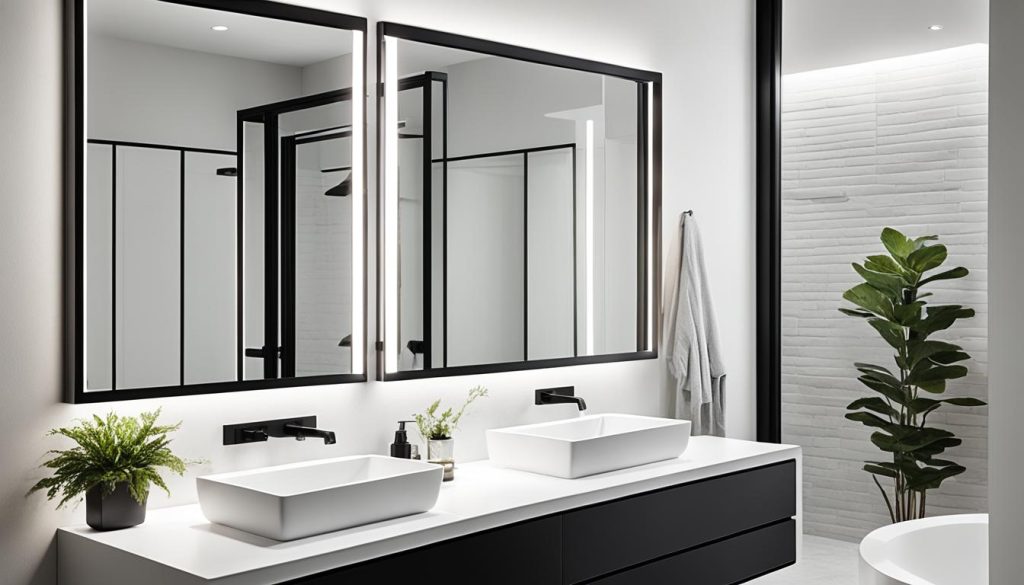 Large framed bathroom mirror