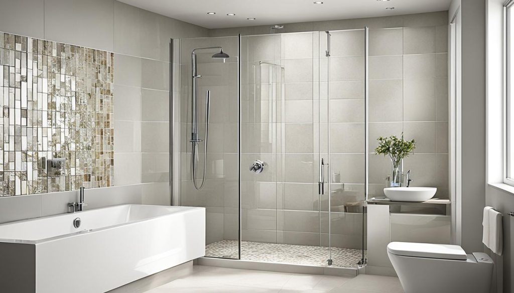 Large-scale tiles in a small bathroom