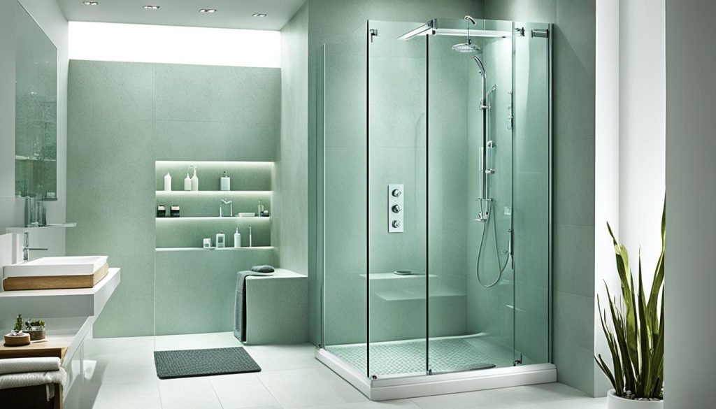 Luxurious steam shower in a small bathroom