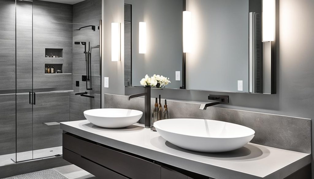 Modern bathroom remodel with updated hardware and fixtures