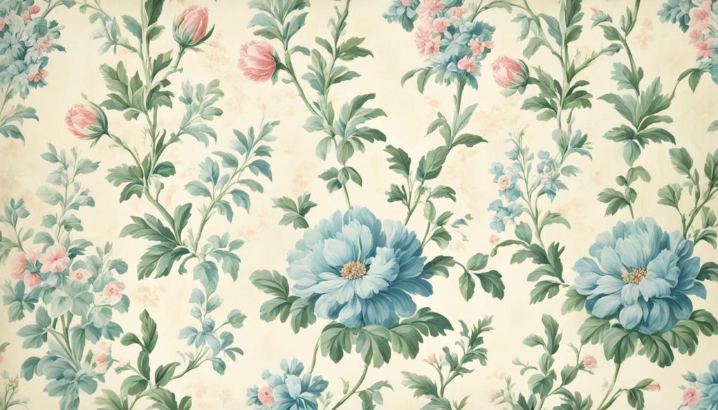 Vintage bathroom wallpaper with floral pattern