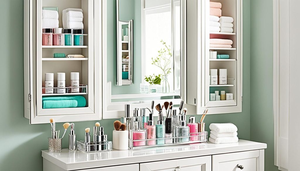 makeup storage bathroom