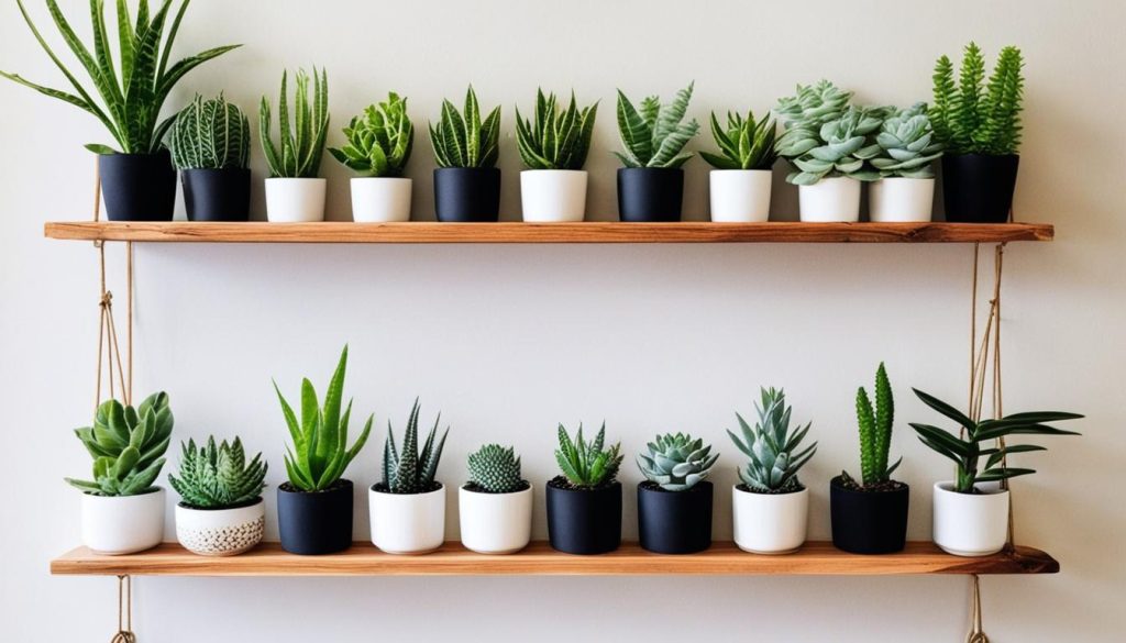 Bathroom plants on shelves