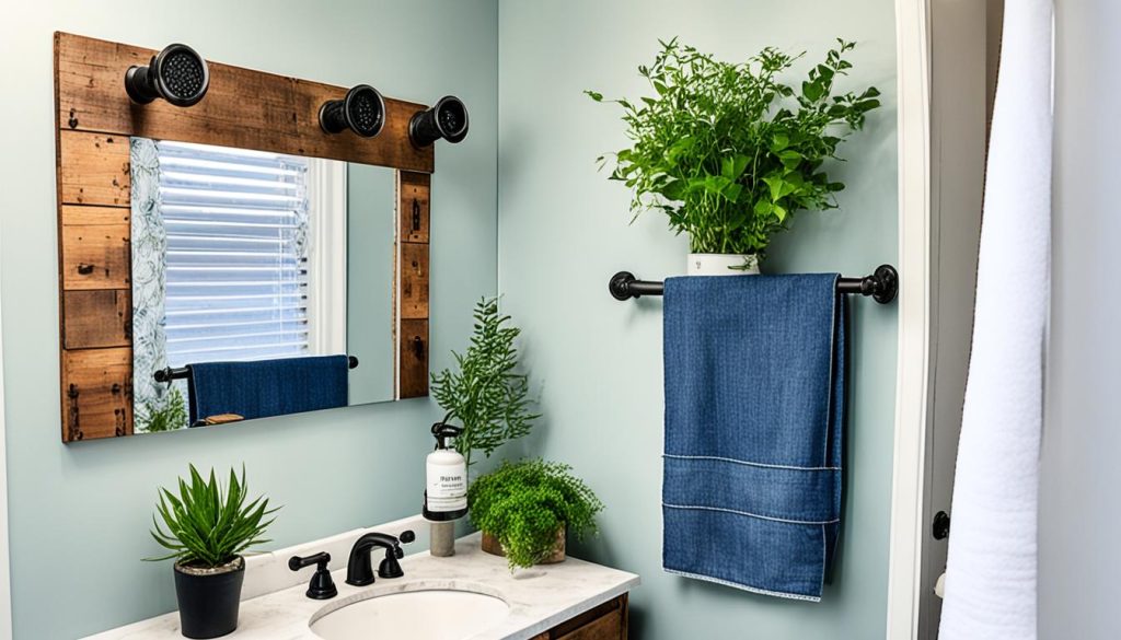 DIY bathroom makeover with upcycled decor