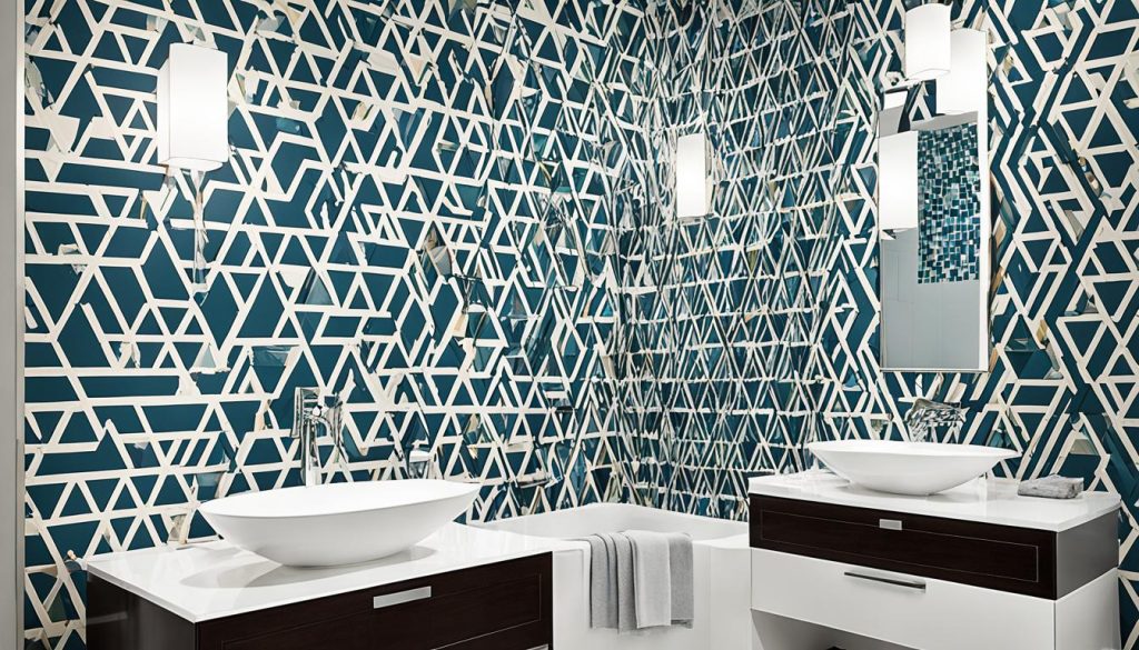 Geometric wallpaper bathroom wall decor