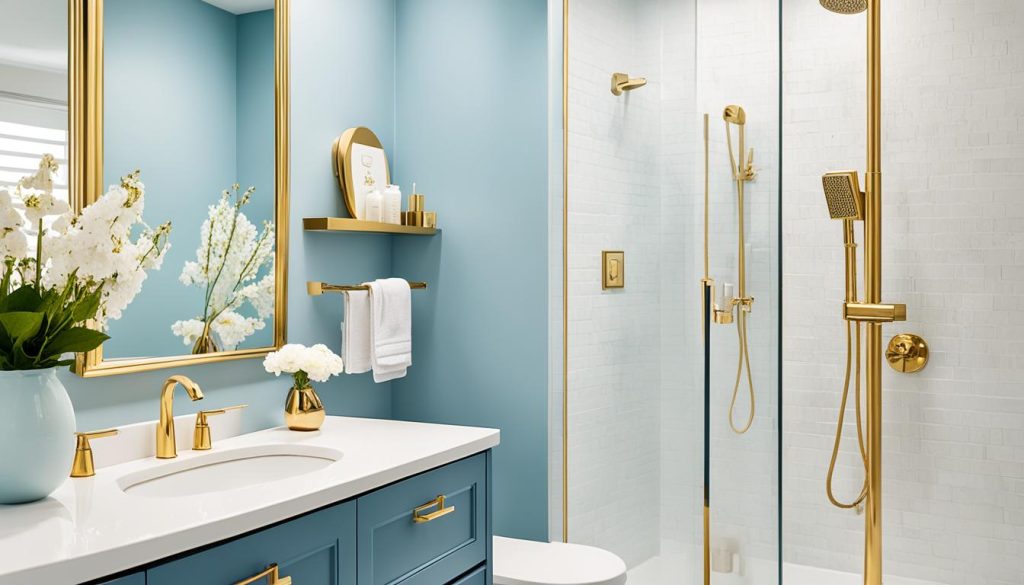 Gold accents in bathroom design