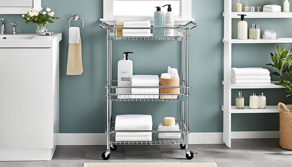 Rolling utility cart for bathroom storage