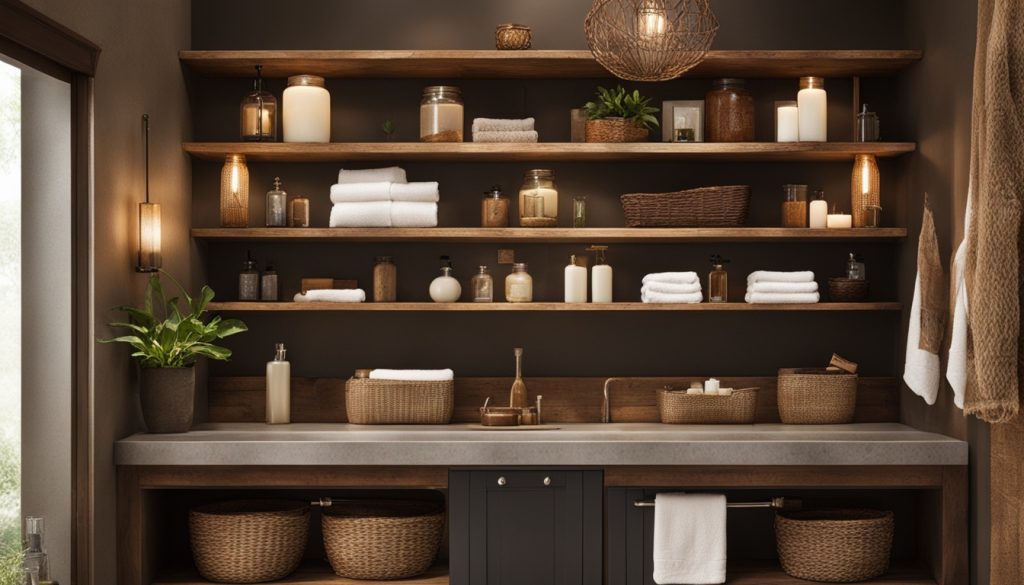 Rustic bathroom shelves