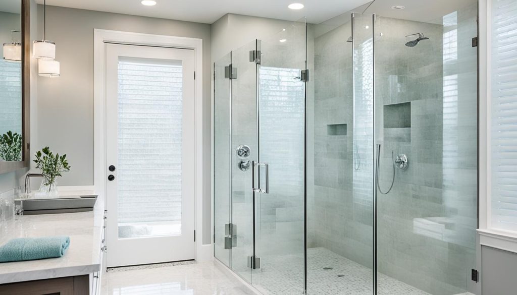 Shower renovation with glass enclosure