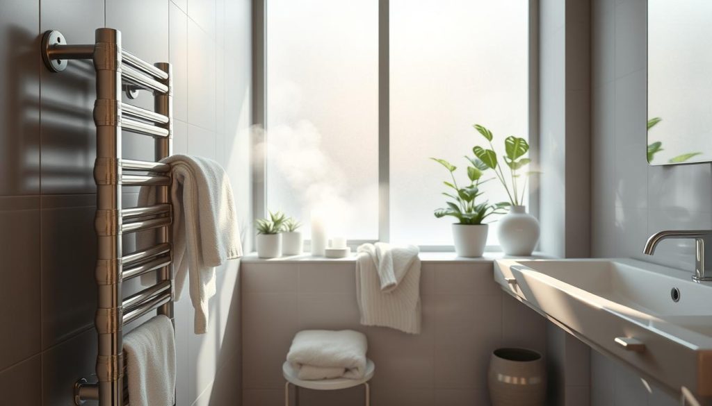 Bathroom towel warmers reducing bacteria