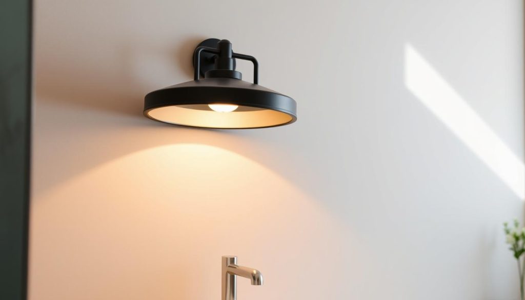 Black bathroom light fixture installation