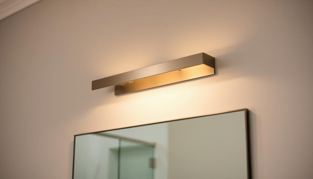 Brushed nickel LED bathroom light fixture