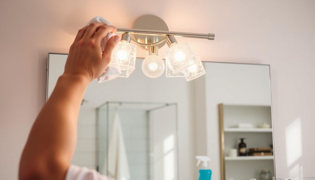 Cleaning bathroom lighting fixtures