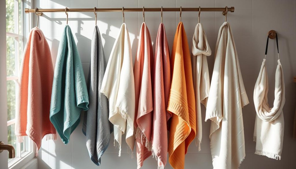 Different towel fabrics and hanging methods