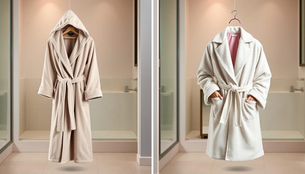 Full-length and knee-length bathrobes comparison