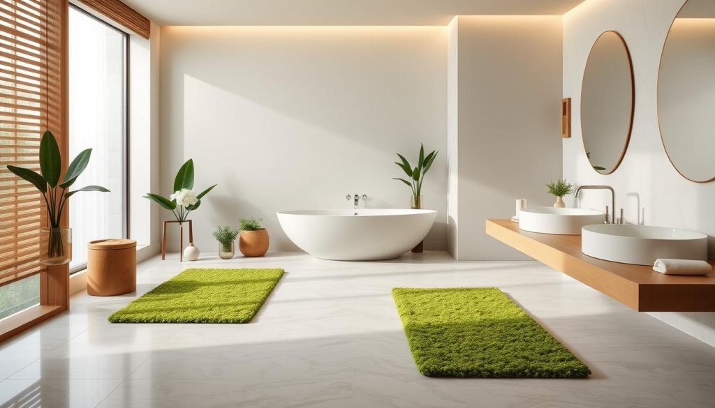 Green bath mats in a spa-inspired design