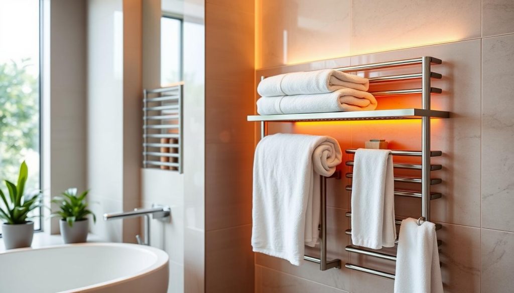 Heated towel shelves