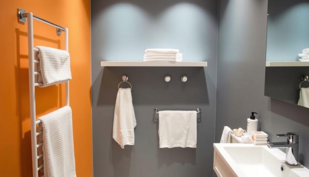 Innovative towel hanging solutions for small bathrooms