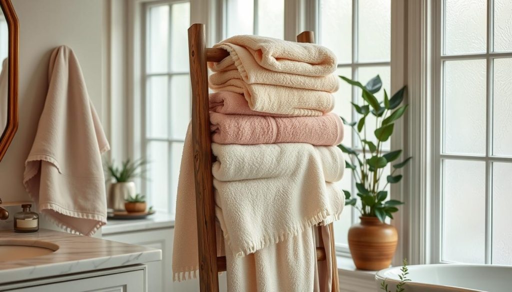 Layering bath towels for a luxurious look