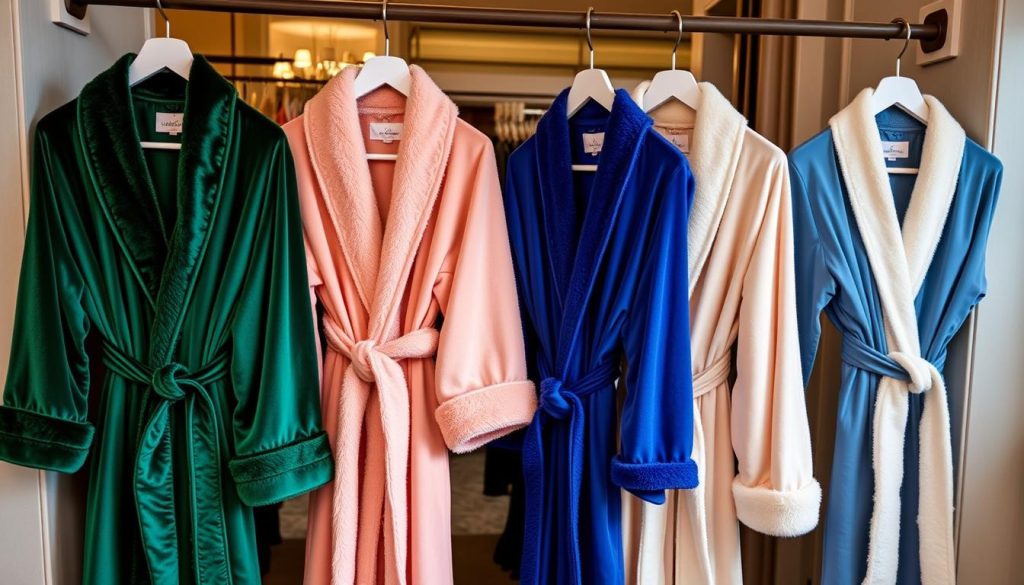 Luxury bathrobes in various colors