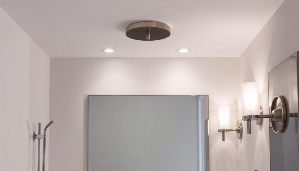 Modern bathroom light fixtures with satin nickel finish