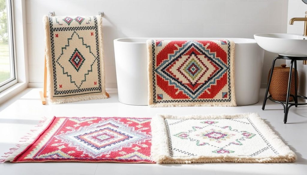 Moroccan-style plush bath mats