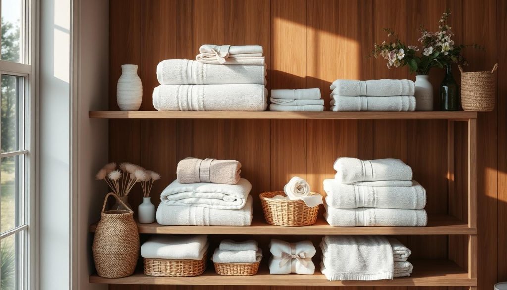 Open shelving towel arrangement inspiration