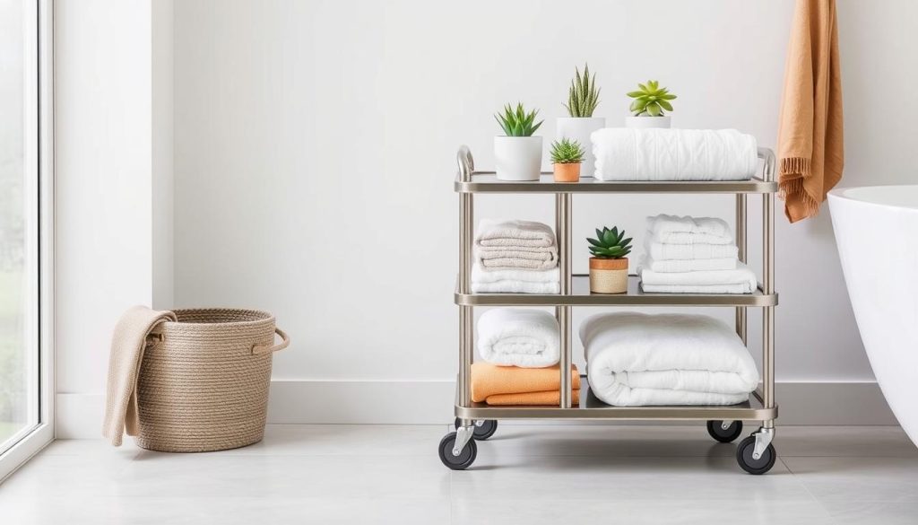 Rolling carts for bathroom storage