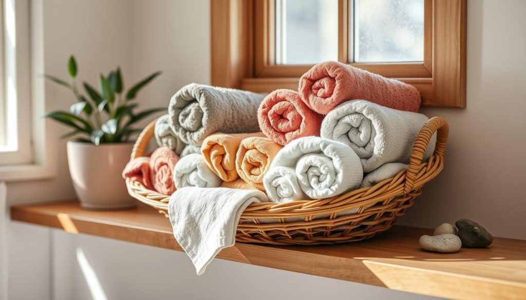 Rolling techniques for compact towel storage