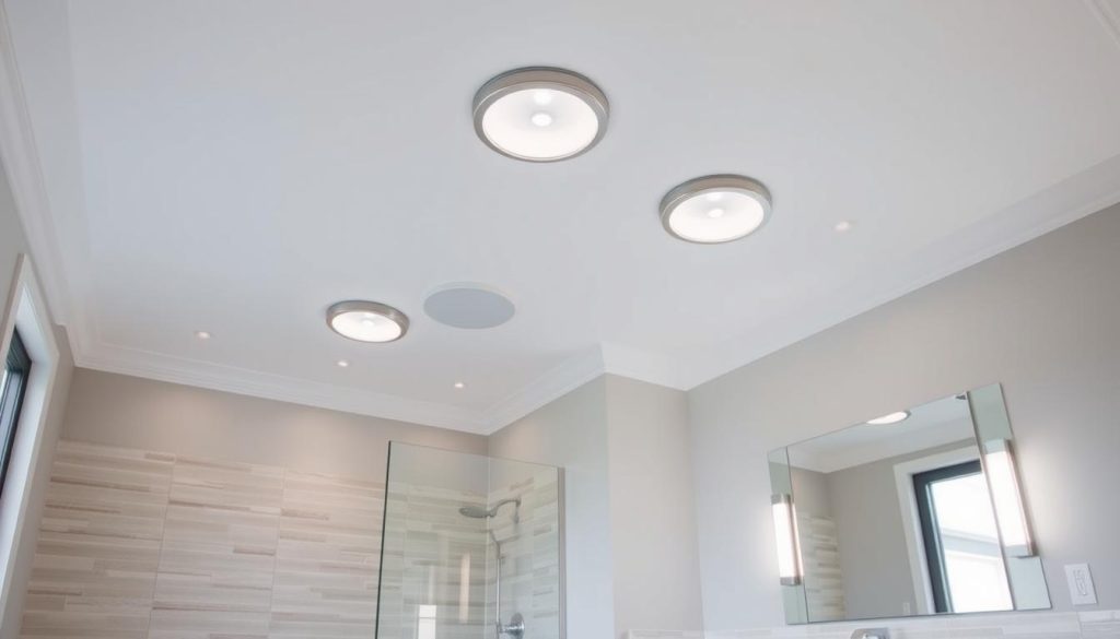 Semi-flush mount lights in bathroom