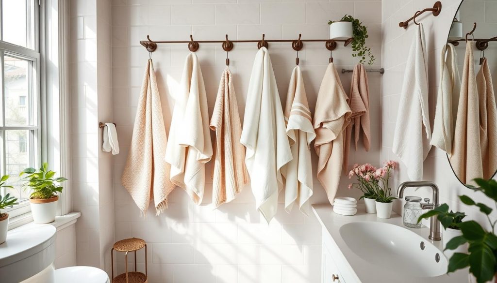 Stylish towel display in bathroom