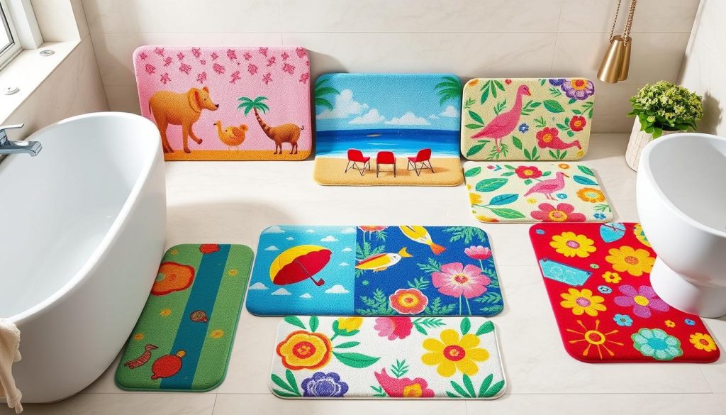 Themed bath mats with fun designs