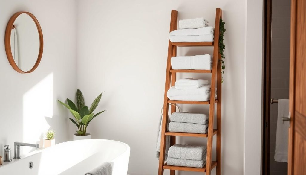 Towel ladder in bathroom