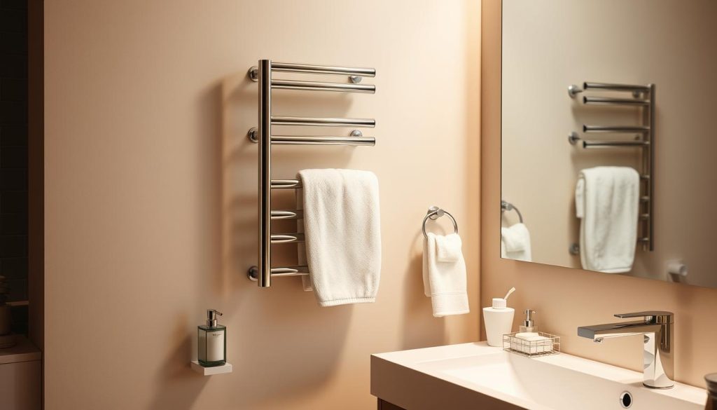 Towel warmer with bathroom accessories