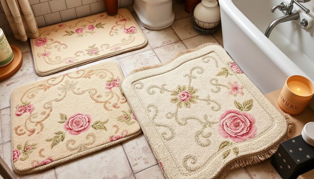 Vintage-inspired bath mats