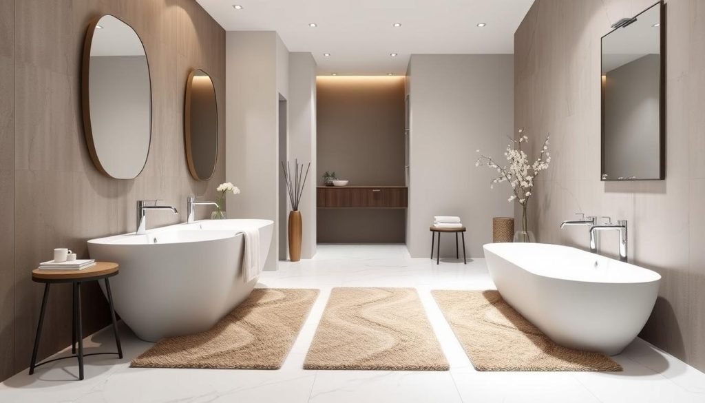 extra long bath runners in a narrow bathroom