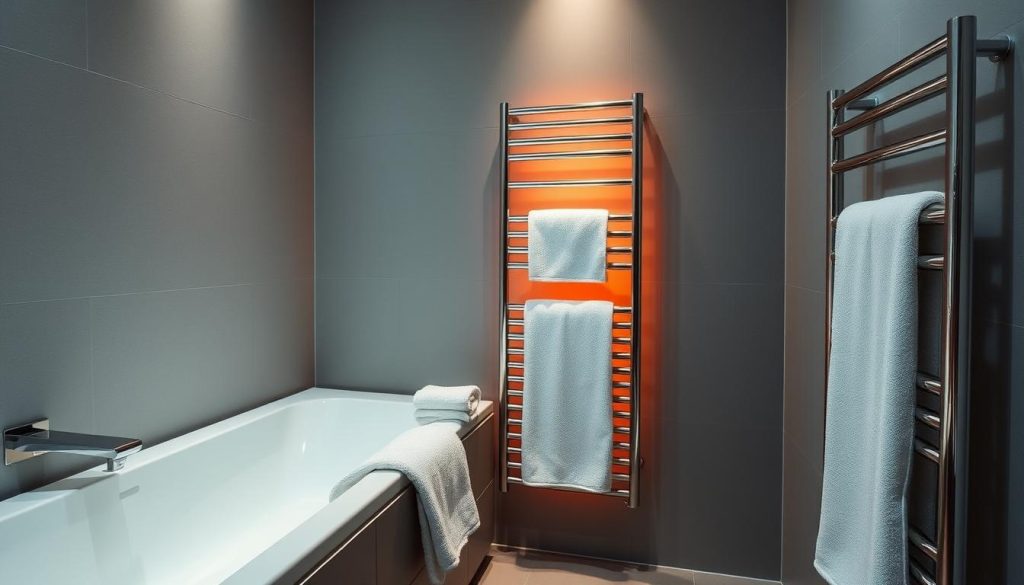 heated towel rails in bathroom