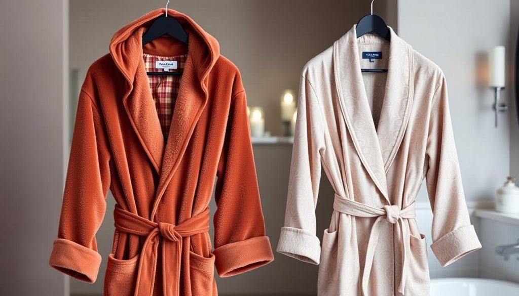 hooded bathrobes and shawl collar robes