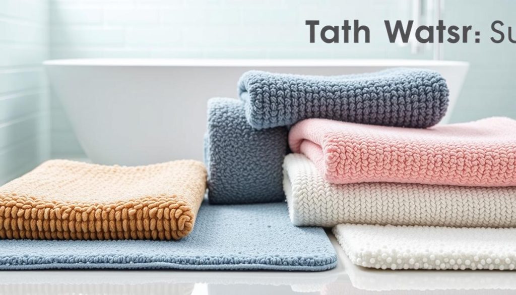 Absorbent bath mat features