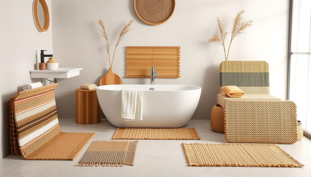 Bamboo bath mat sets