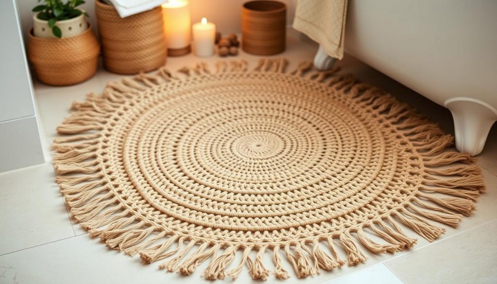 Bamboo silk boho tasseled bath mat