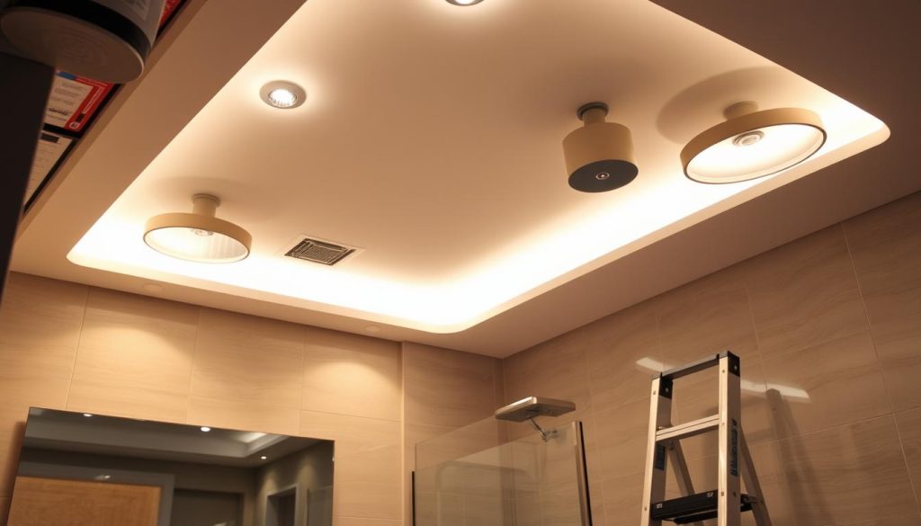 Bathroom ceiling light installation