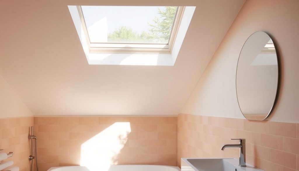 Bathroom ceiling with skylight