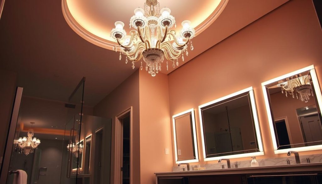 Bathroom chandelier lighting design