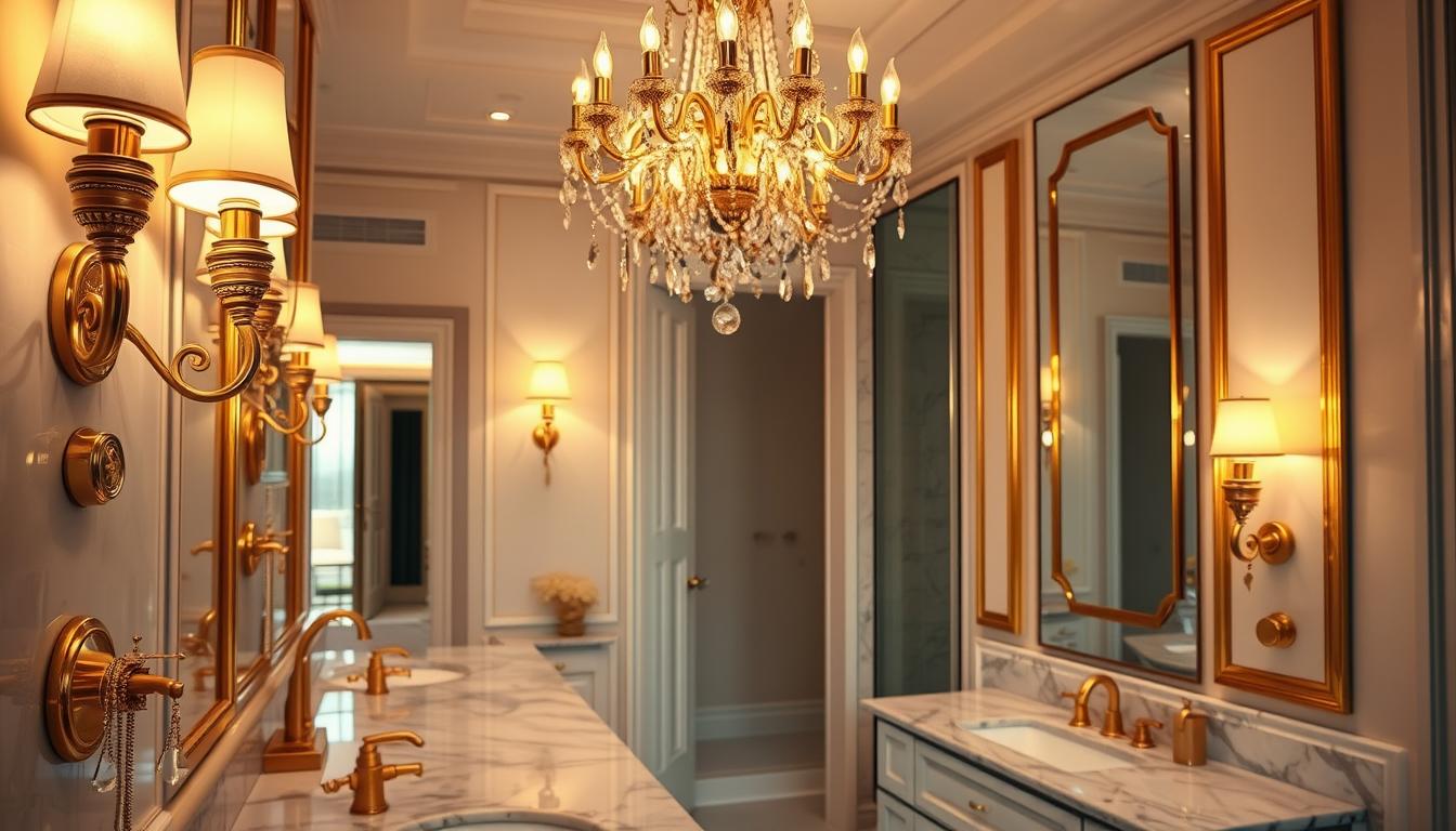 Glamorous Gold Bathroom Light Fixtures