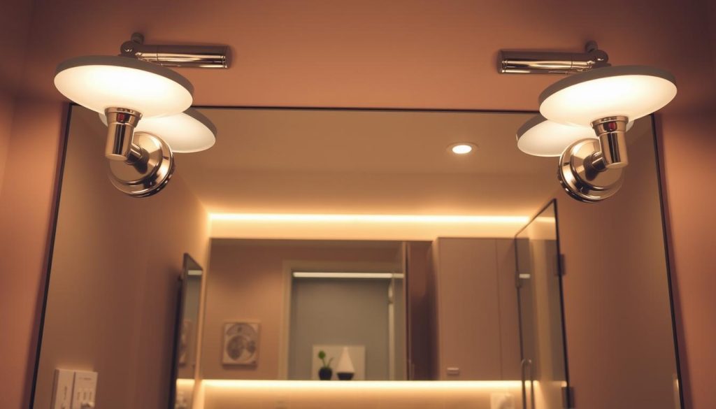 Bathroom light fixtures side of mirror