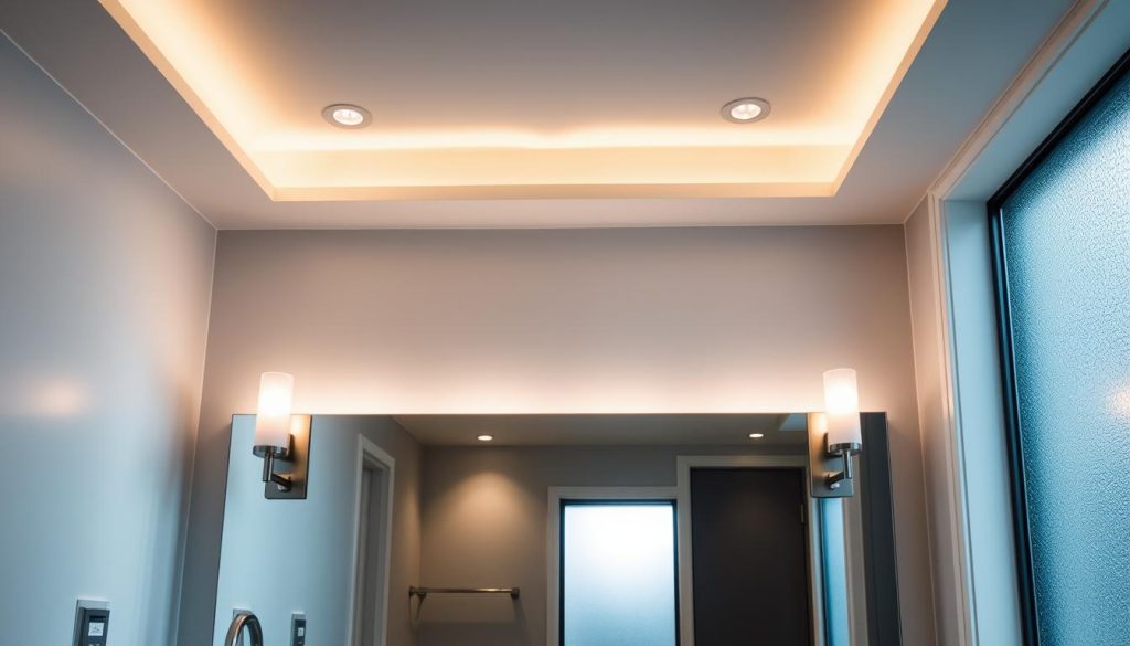 Bathroom lighting design with layered lighting