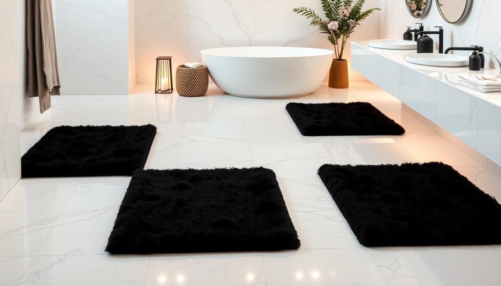 Black bath mats for elegant bathrooms