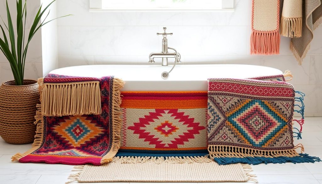 Boho chic bath mats