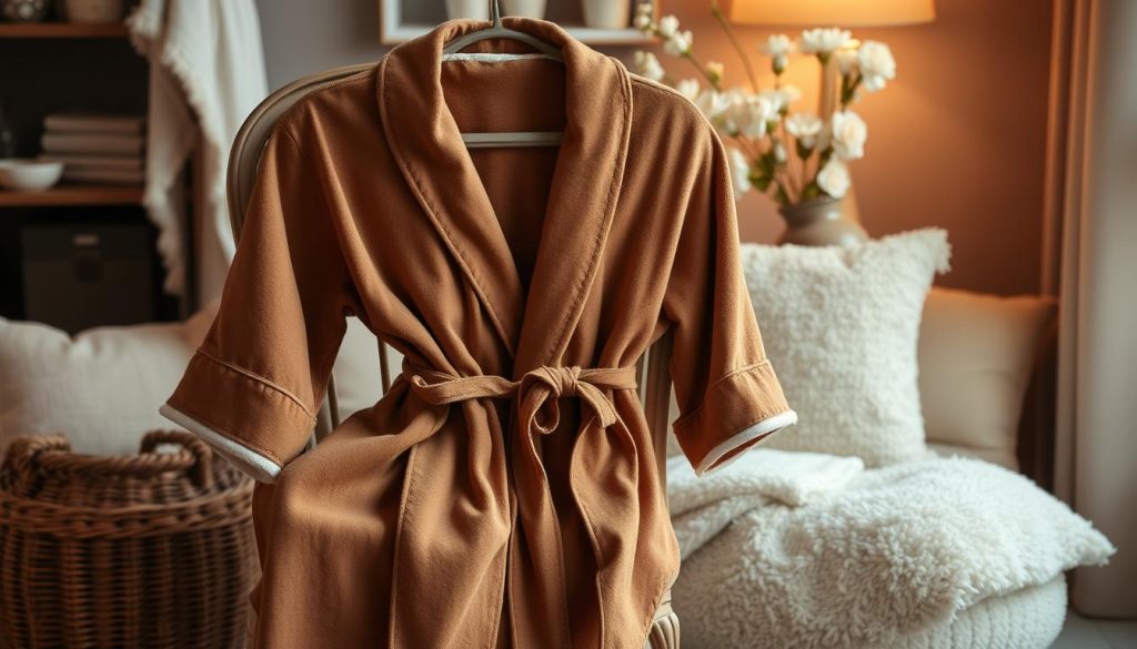 Brown bath robes complementing home decor